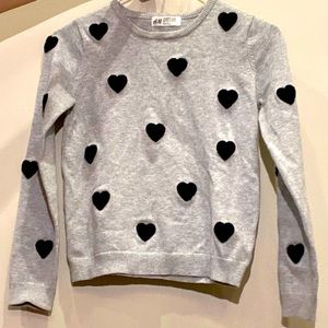 gray and black heart sweater